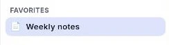 หมวด Favorites ด้านบนของ sidebar ที่มีหน้าติดดาวอยู่หนึ่งหน้า